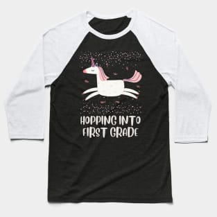 Back to School Pink Unicorn Design, Hopping into First Grade, First Day of School Shirt, School Girls Gift T-Shirt Unicorn Baseball T-Shirt